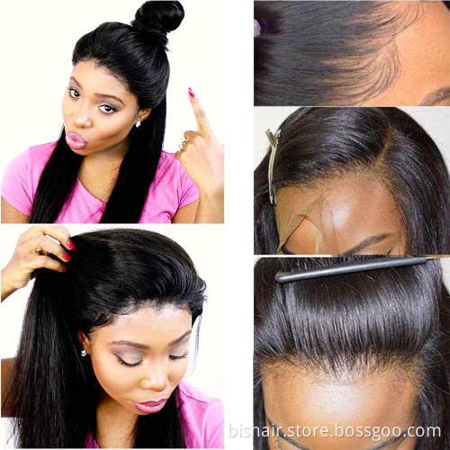 13x4T Front Lace Wig Straight Hair Brazilian Real Hair Lace Closing Wig, Suitable for Women 150% Density Natural Color Hair